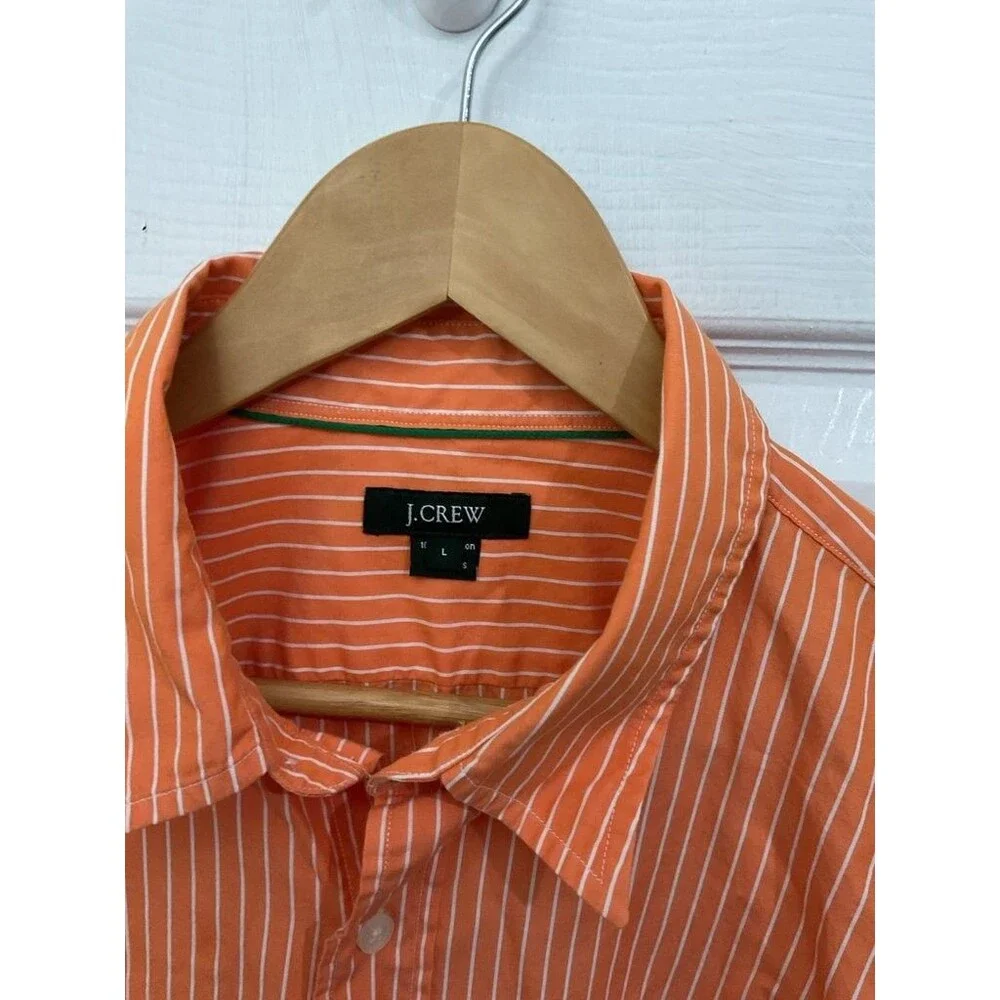 J.Crew Men's Orange Striped Button-Up Shirt